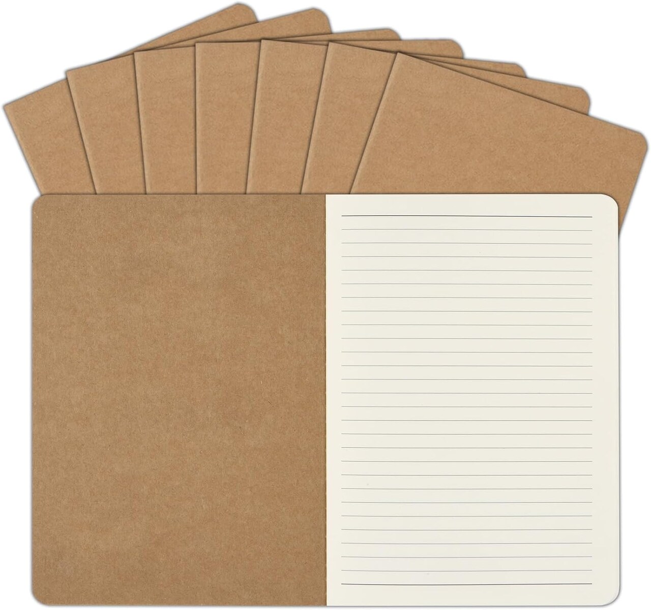 8 Pack A5 Kraft Notebooks Bulk, 8.15x5.5 Inches Lined Paper Journaling Notebooks, Notebooks for Work, Composition Notebooks for School, Journal Notebooks for Office